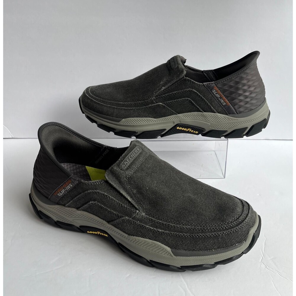 Skechers Slip-Ins Hands Free Goodyear Shoes Charcoal Gray Mens Size 13